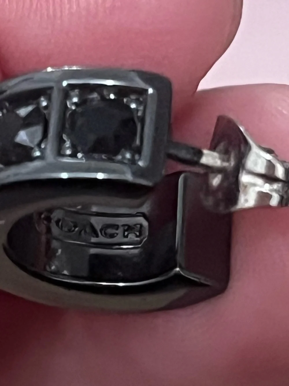 COACH Black Hoop Stud Earrings